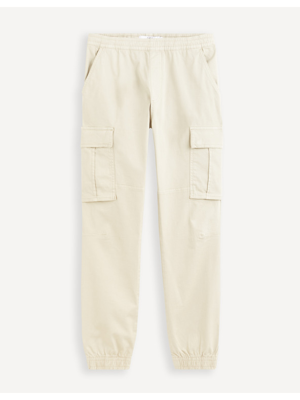 Celio Krémové pánské cargo kalhoty Celio Docar