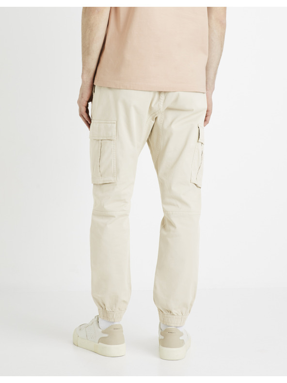 Celio Krémové pánské cargo kalhoty Celio Docar