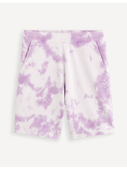 Celio Fialové pánské batikované teplákové kraťasy Celio Doengame