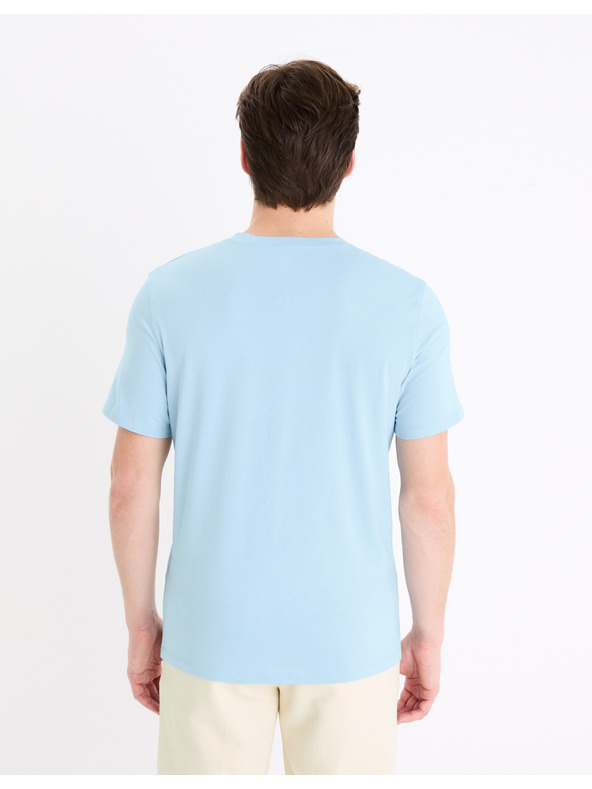 Celio Světle modré pánské basic tričko Celio Debasev