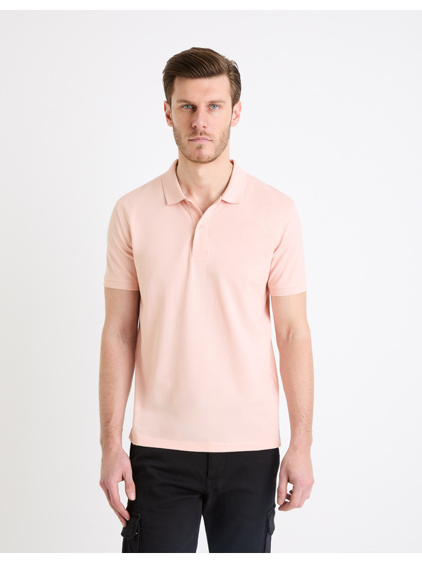 Celio Světle růžové pánské basic polo tričko Celio Teone