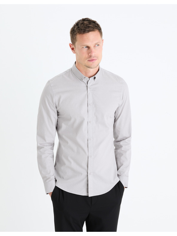 Celio Světle šedá pánská košile Celio Gaop