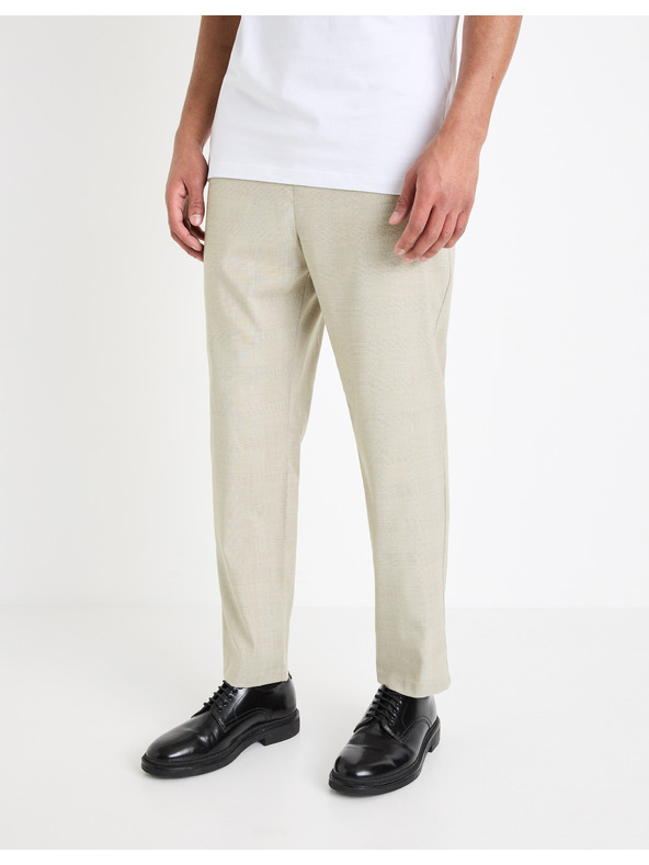 Celio Krémové pánské kalhoty Celio Gocarre