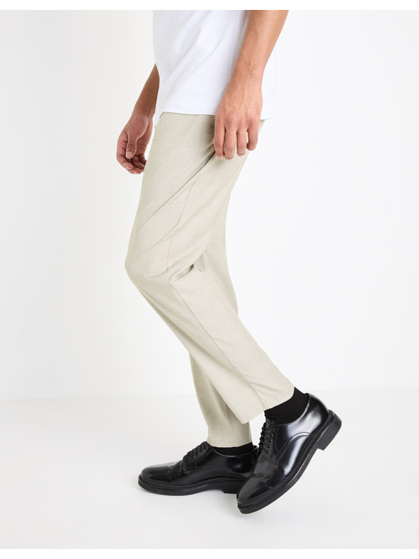 Celio Krémové pánské kalhoty Celio Gocarre