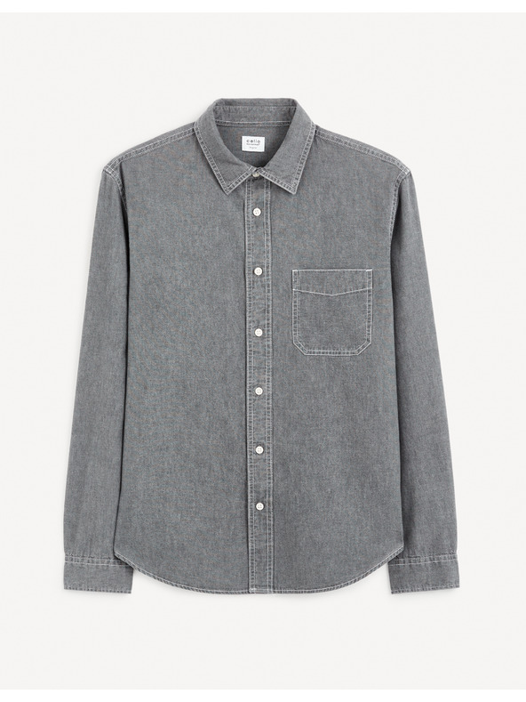 Celio Šedá pánská džínová košile Celio Gagusti1