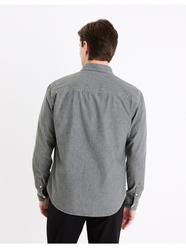 Celio Šedá pánská džínová košile Celio Gagusti1