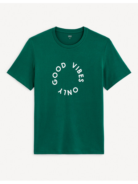 Celio Tmavě zelené pánské tricko Celio Gecircu