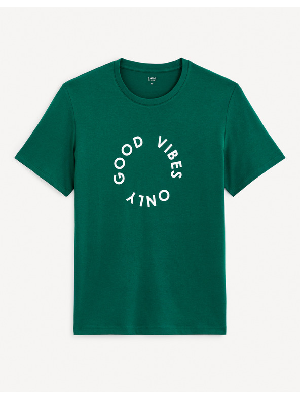 Celio Tmavě zelené pánské tricko Celio Gecircu