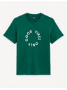 Celio Tmavě zelené pánské tricko Celio Gecircu