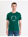 Celio Tmavě zelené pánské tricko Celio Gecircu
