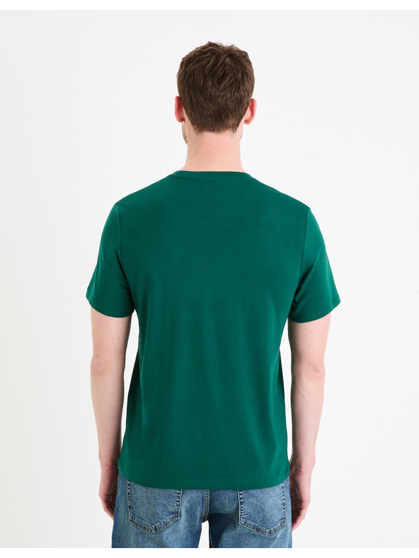 Celio Tmavě zelené pánské tricko Celio Gecircu
