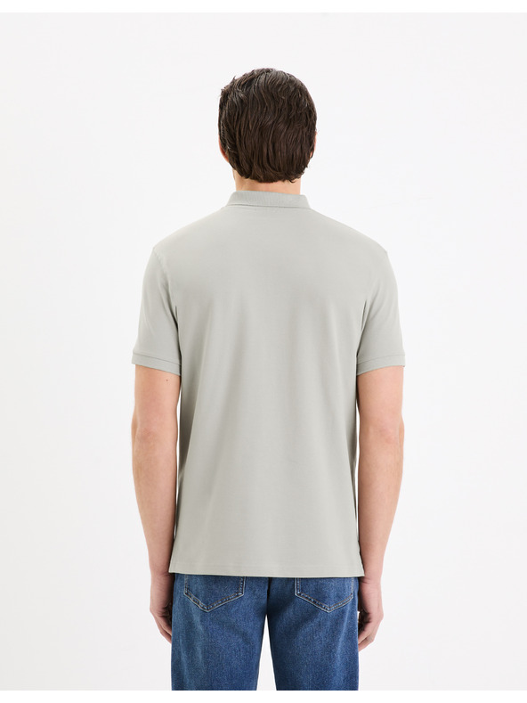 Celio Světle šedé pánské basic polo tričko Celio Gebenoit
