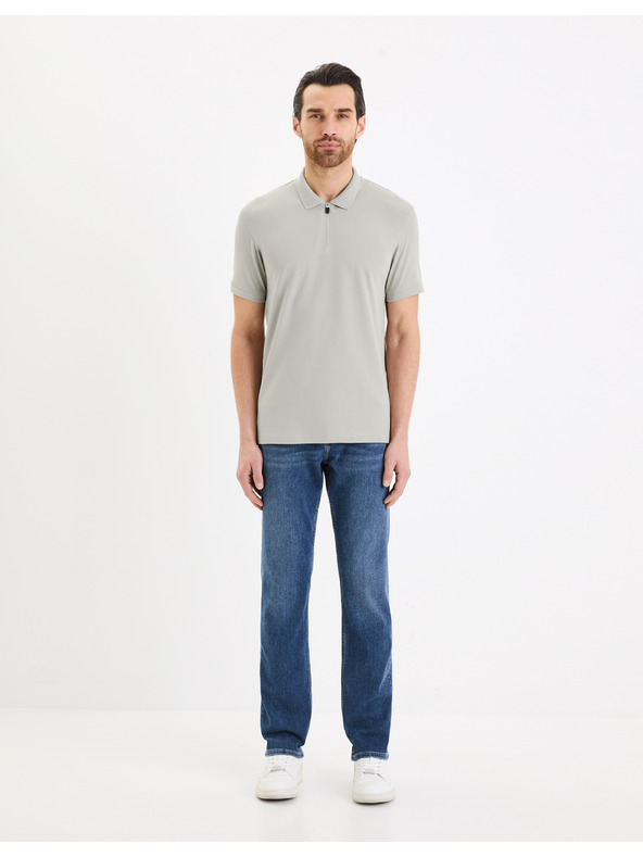 Celio Světle šedé pánské basic polo tričko Celio Gebenoit