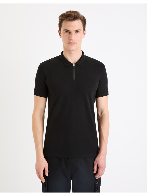 Celio Černé pánské basic polo tričko Celio Gebenoit