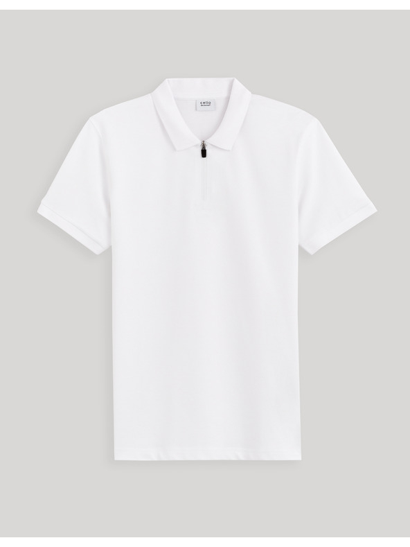 Celio Bílé pánské basic polo tričko Celio Gebenoit