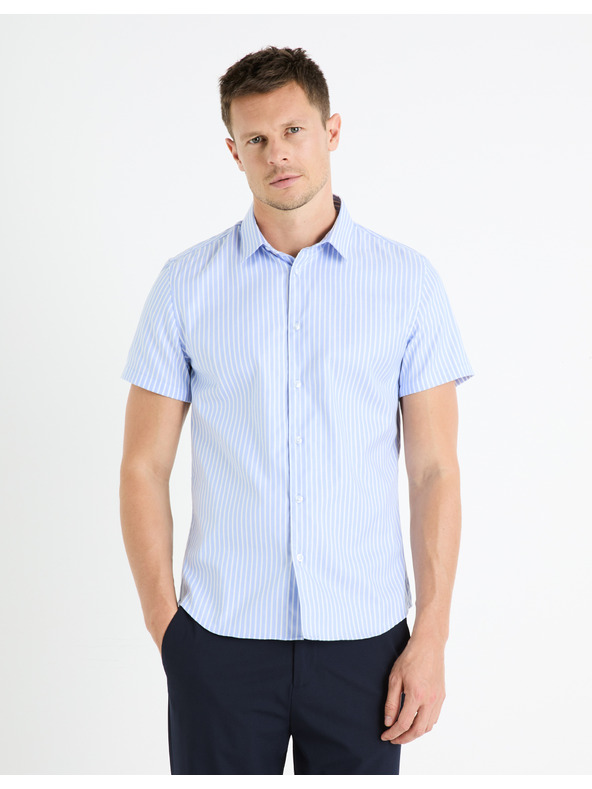 Celio Světle modrá pánská pruhovaná košile Celio Fasanuremc