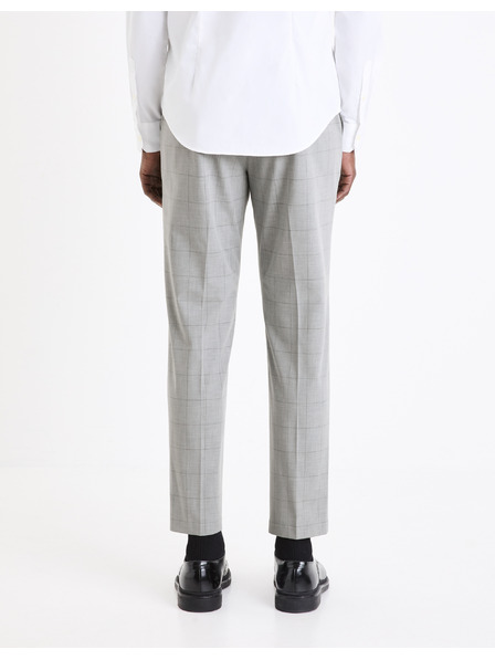Celio Světle šedé pánské kostkované chino kalhoty Celio Gocarreau