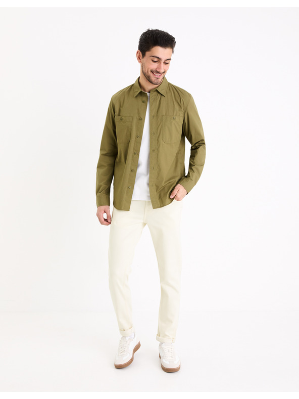 Celio Khaki pánská košile Celio Gagusti2