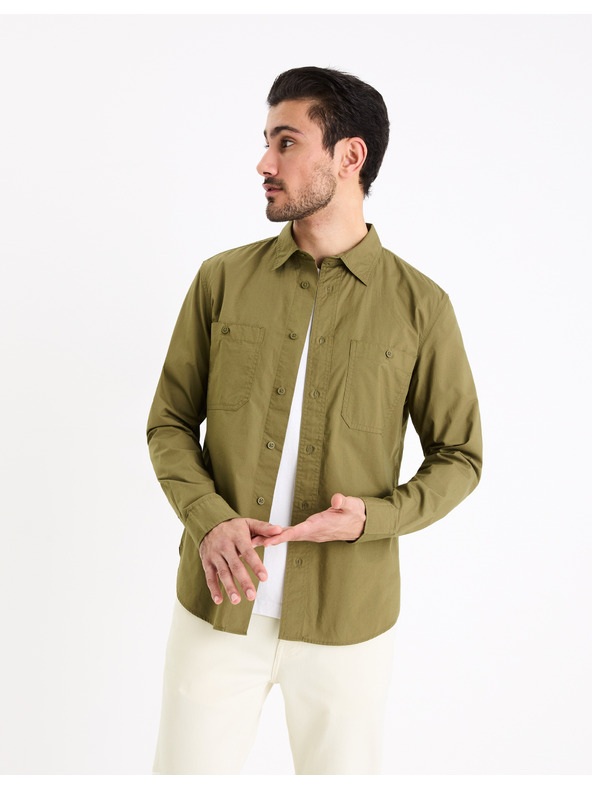 Celio Khaki pánská košile Celio Gagusti2