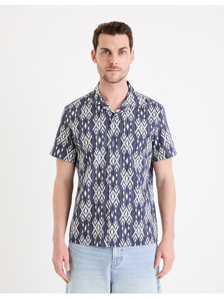 Celio Bílo-modrá pánská vzorovaná košile s krátkým rukávem Celio Gakat