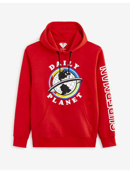 Celio Červená pánská mikina s potiskem Celio Lvemansw