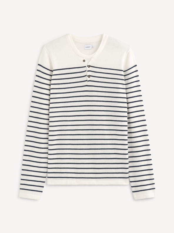 Celio Modro-bílý pánský pruhovaný svetr Celio