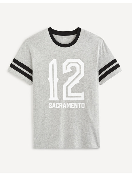 Celio Světle šedé pánské triko s potiskem Celio