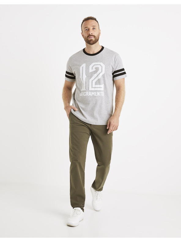 Celio Světle šedé pánské triko s potiskem Celio