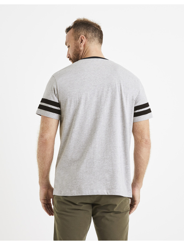 Celio Světle šedé pánské triko s potiskem Celio