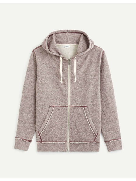 Celio Vínová pánská žíhaná mikina s kapucí Celio