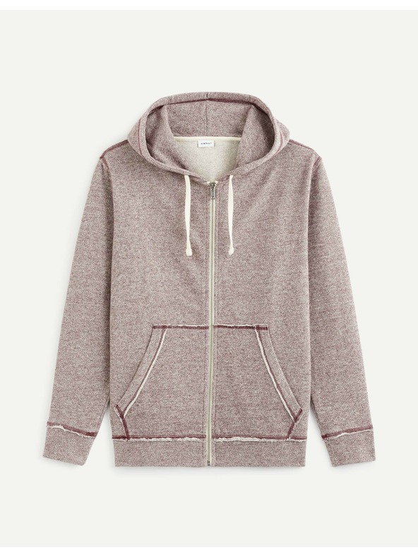 Celio Vínová pánská žíhaná mikina s kapucí Celio
