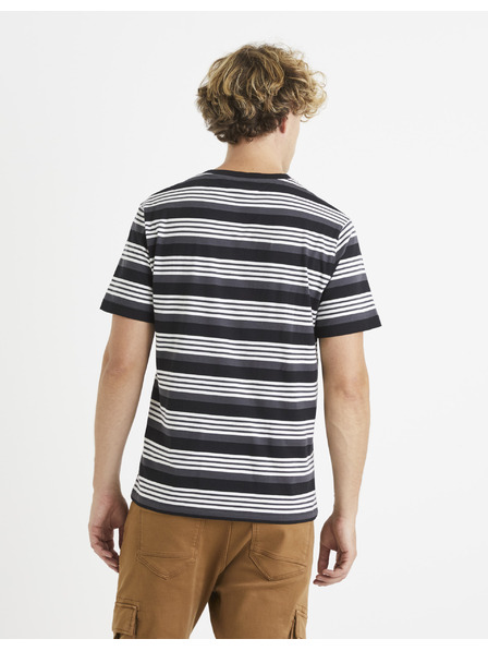 Celio Černé pruhované basic tričko Celio Veband