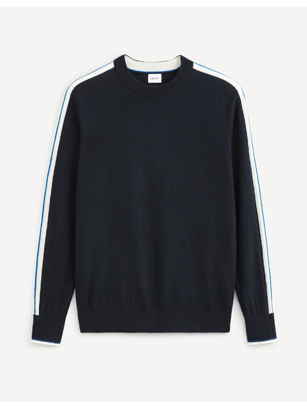 Celio Tmavě modrý svetr s příměsí vlny Celio Veritas