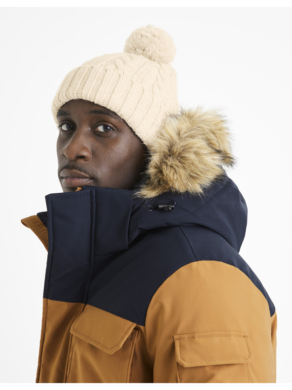 Celio Béžová čepice s bambulí Celio Vicable