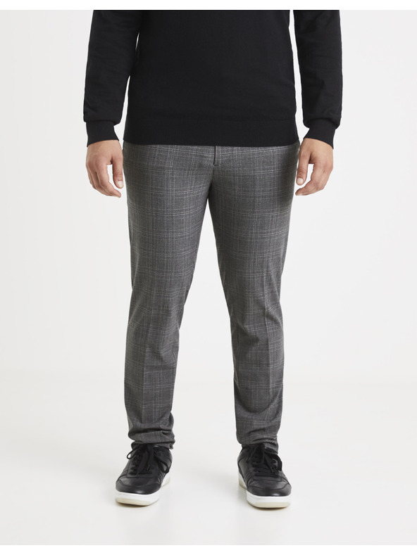 Celio Šedé kostkované kalhoty Celio Volouis2
