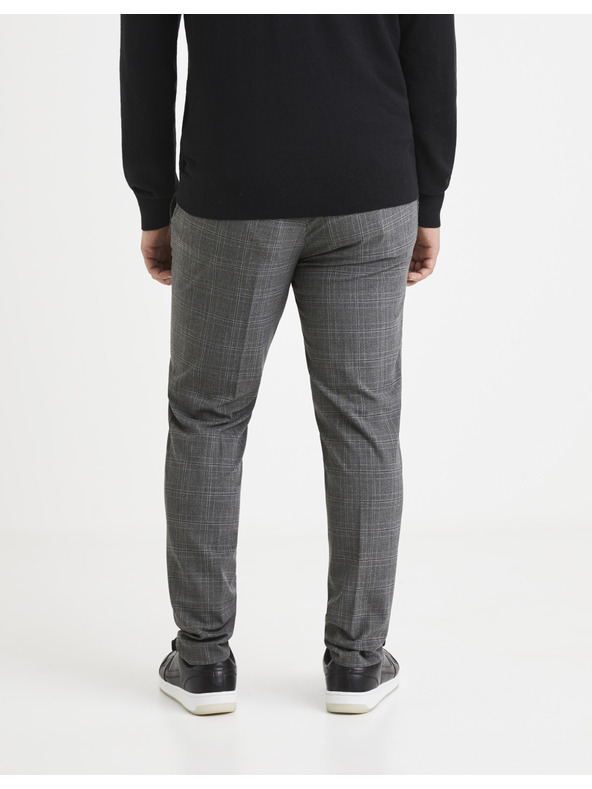 Celio Šedé kostkované kalhoty Celio Volouis2