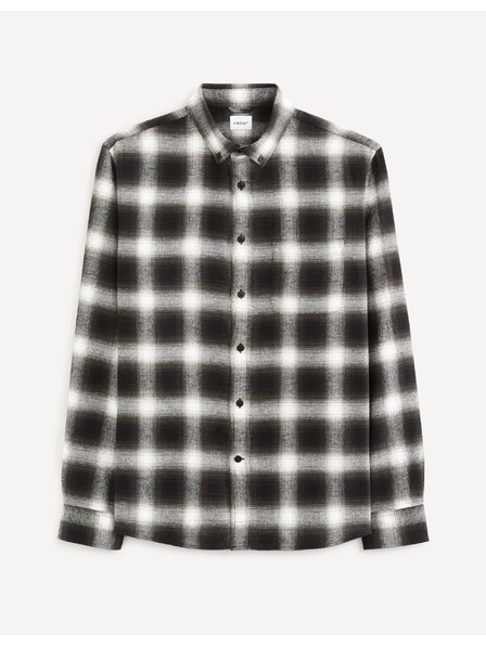 Celio Tmavě hnědá kostkovaná košile Celio Vaflaca