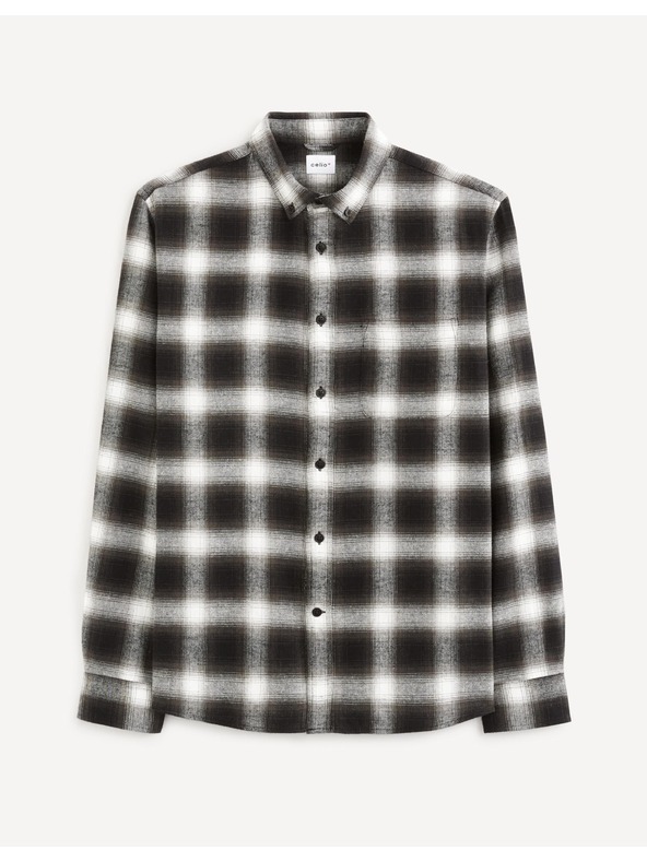 Celio Tmavě hnědá kostkovaná košile Celio Vaflaca