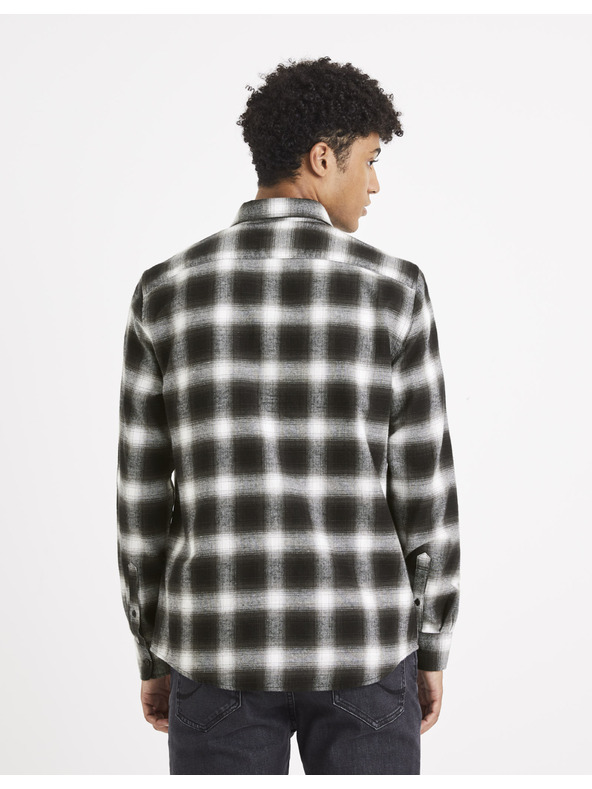 Celio Tmavě hnědá kostkovaná košile Celio Vaflaca