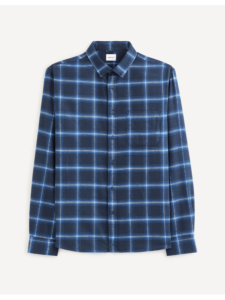 Celio Tmavě modrá kostkovaná košile Celio Vaflaca