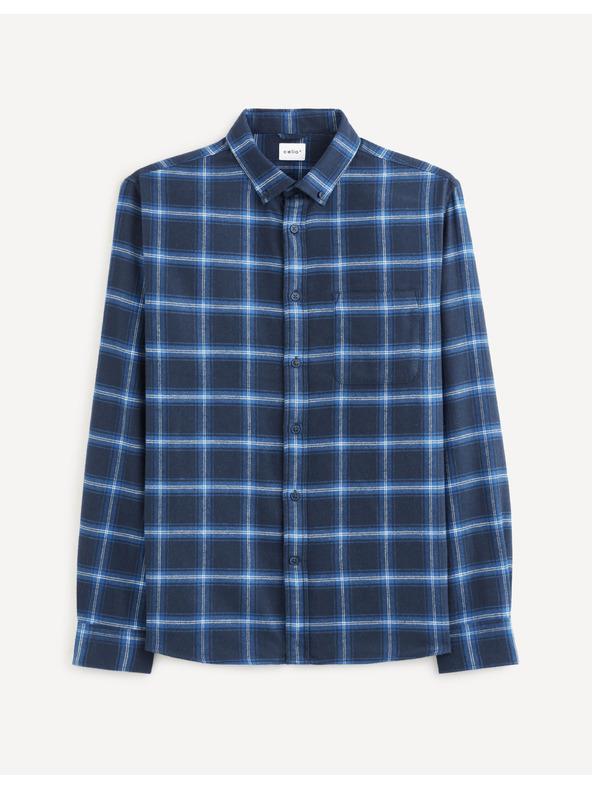Celio Tmavě modrá kostkovaná košile Celio Vaflaca