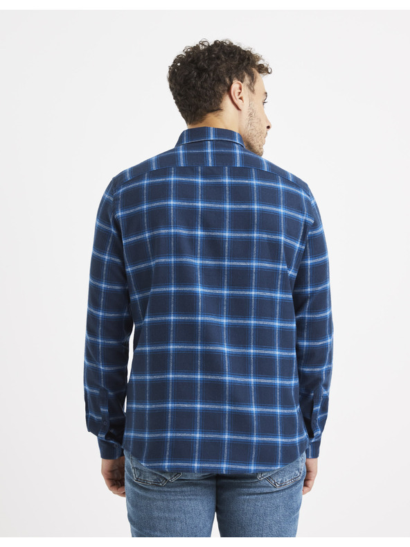 Celio Tmavě modrá kostkovaná košile Celio Vaflaca