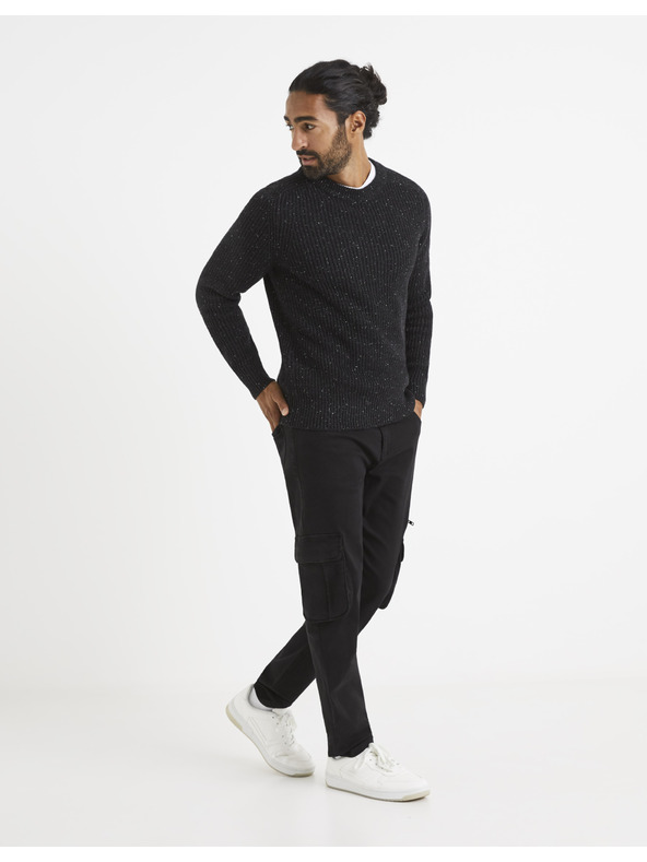 Celio Černý pánský žíhaný svetr Celio