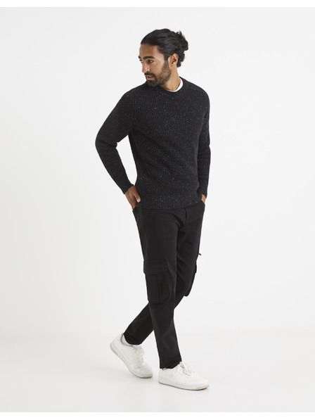 Celio Černý pánský žíhaný svetr Celio