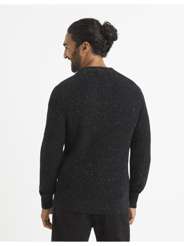 Celio Černý pánský žíhaný svetr Celio