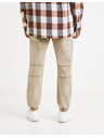 Celio Béžové pánské žíhané kalhoty Celio
