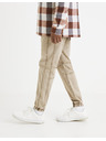 Celio Béžové pánské žíhané kalhoty Celio