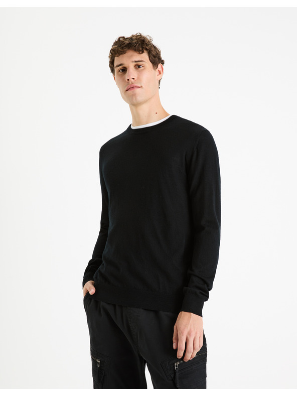 Celio Černý pánský vlněný svetr Celio