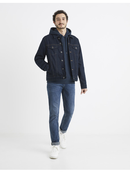 Celio Tmavě modrá pánská mikina s kapucí Celio Vesix