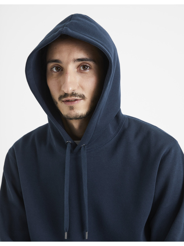 Celio Tmavě modrá pánská mikina s kapucí Celio Vesix